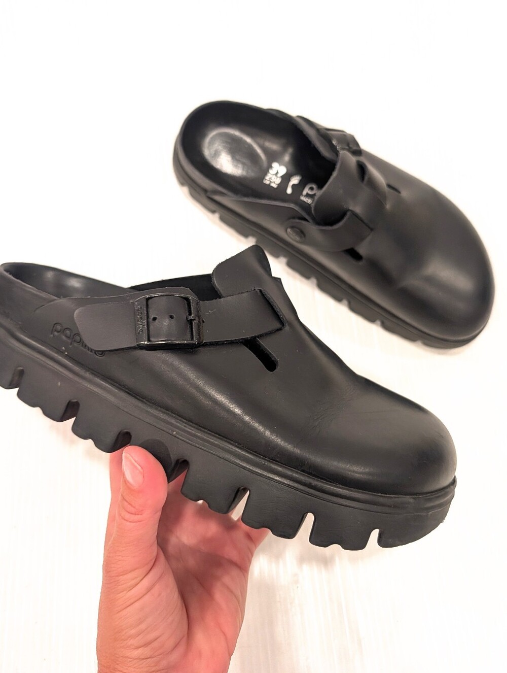 PAPILLIO Birkenstock Boston Chunky Exquisite Black Slip-On Platform Clog Size 39